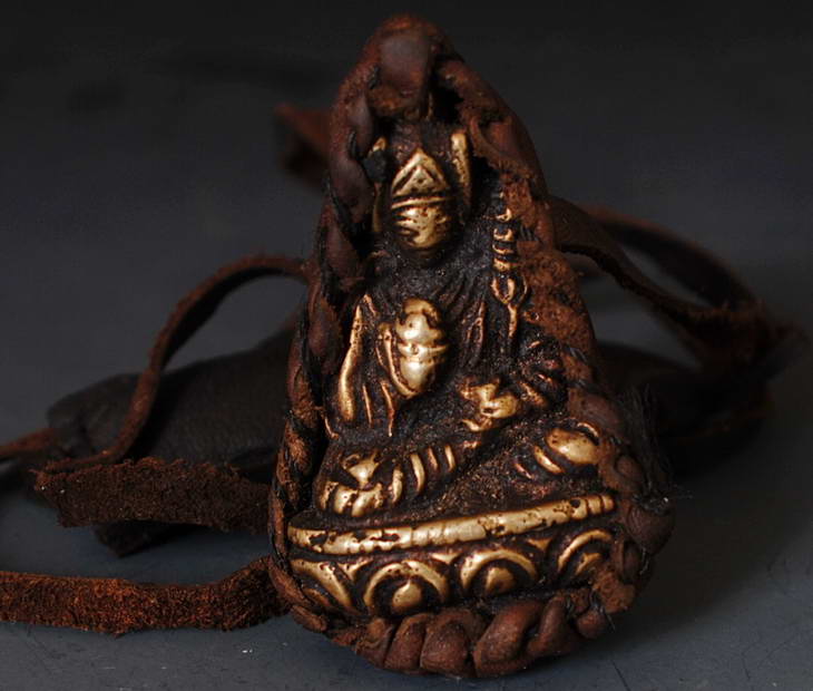 YAK Leather Padmasambhava Pendant Necklace Tibet Amulet  